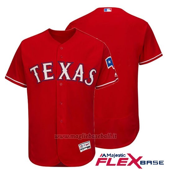 Maglia Baseball Uomo Texas Rangers Majestic Flex Base Scarlet Autentico Collezione